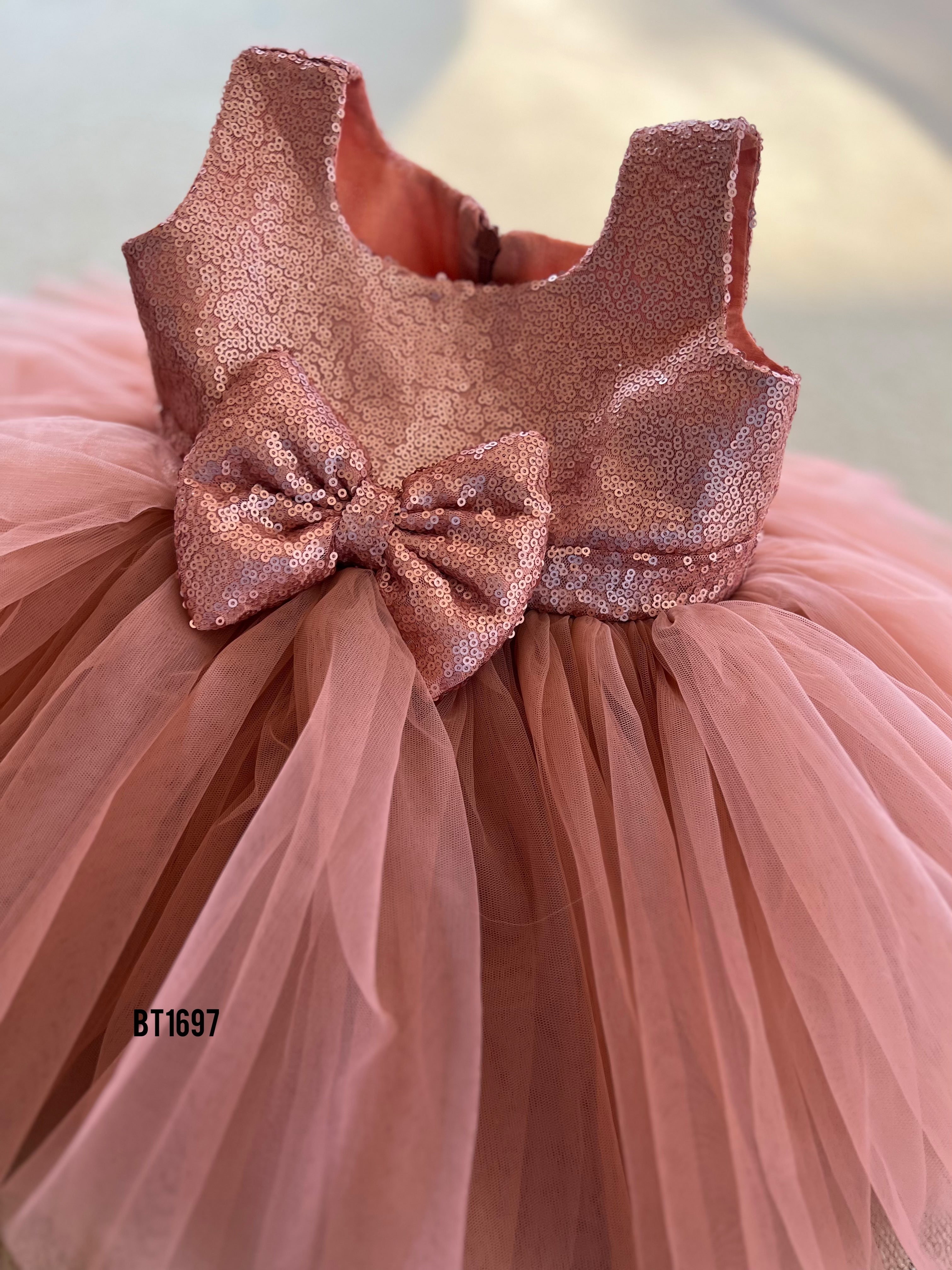 BT1697 Rose Gold Semi Party Wear For Baby Girl BabyTeen Fashion