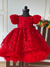 Load image into Gallery viewer, BT1484 Ruby Radiance - Chic Red Blossom Dress for Joyous Celebrations