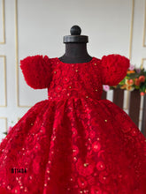 Load image into Gallery viewer, BT1484 Ruby Radiance - Chic Red Blossom Dress for Joyous Celebrations
