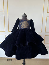 Load image into Gallery viewer, BT1710 Navy Nightfall Frock - Gilded Grace for Winter Evenings

