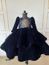 Load image into Gallery viewer, BT1710 Navy Nightfall Frock - Gilded Grace for Winter Evenings
