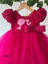 Load image into Gallery viewer, BT1517 Girls Barbie Embossed Theme Birthday Frock