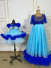 Load image into Gallery viewer, BT1473 Sapphire Serenade: Royal Blue Elegance Mommy & Me Gowns