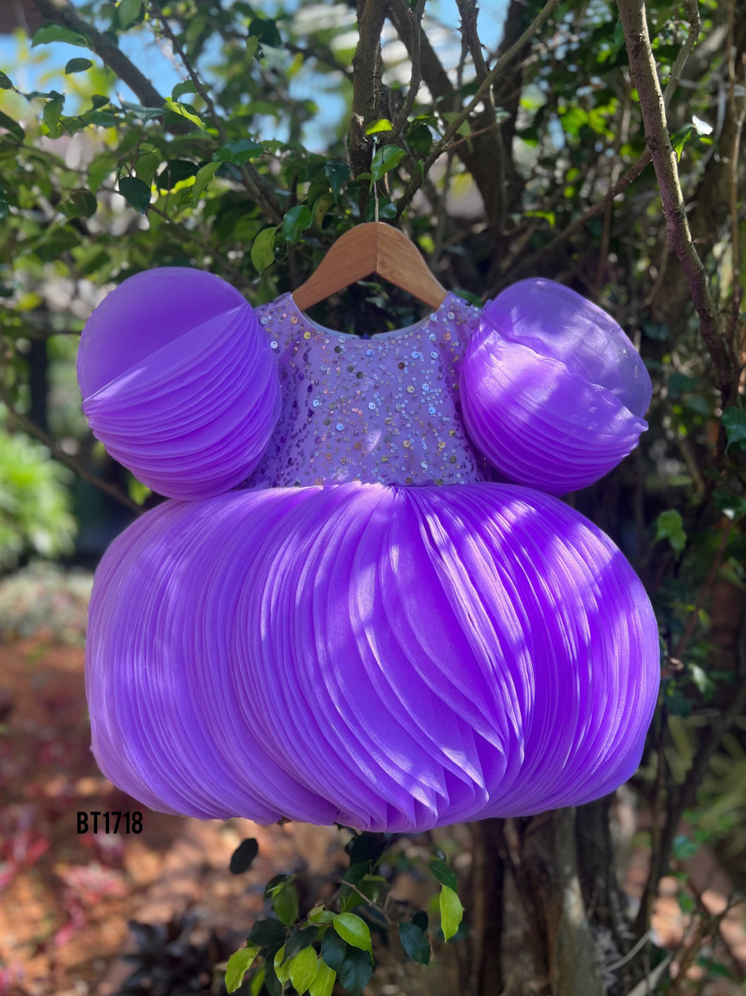 BT1718 Purple Princess Puff Dress - A Royal Touch for Your Little Lady