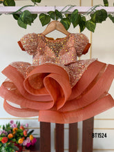 Load image into Gallery viewer, BT1524 Coral Carousel Gown - Whirl of Wonder for Your Little Star
