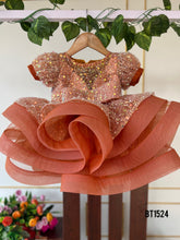 Load image into Gallery viewer, BT1524 Coral Carousel Gown - Whirl of Wonder for Your Little Star