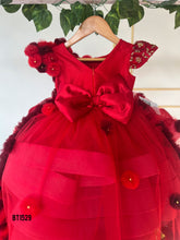 Load image into Gallery viewer, BT1529 Enchanted Crimson Blossom: Luxury Baby Party Dress
