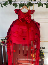 Load image into Gallery viewer, BT1529 Enchanted Crimson Blossom: Luxury Baby Party Dress
