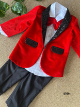Load image into Gallery viewer, BT1544Scarlet Spark: Boys&#39; Dashing Red Velvet Suit
