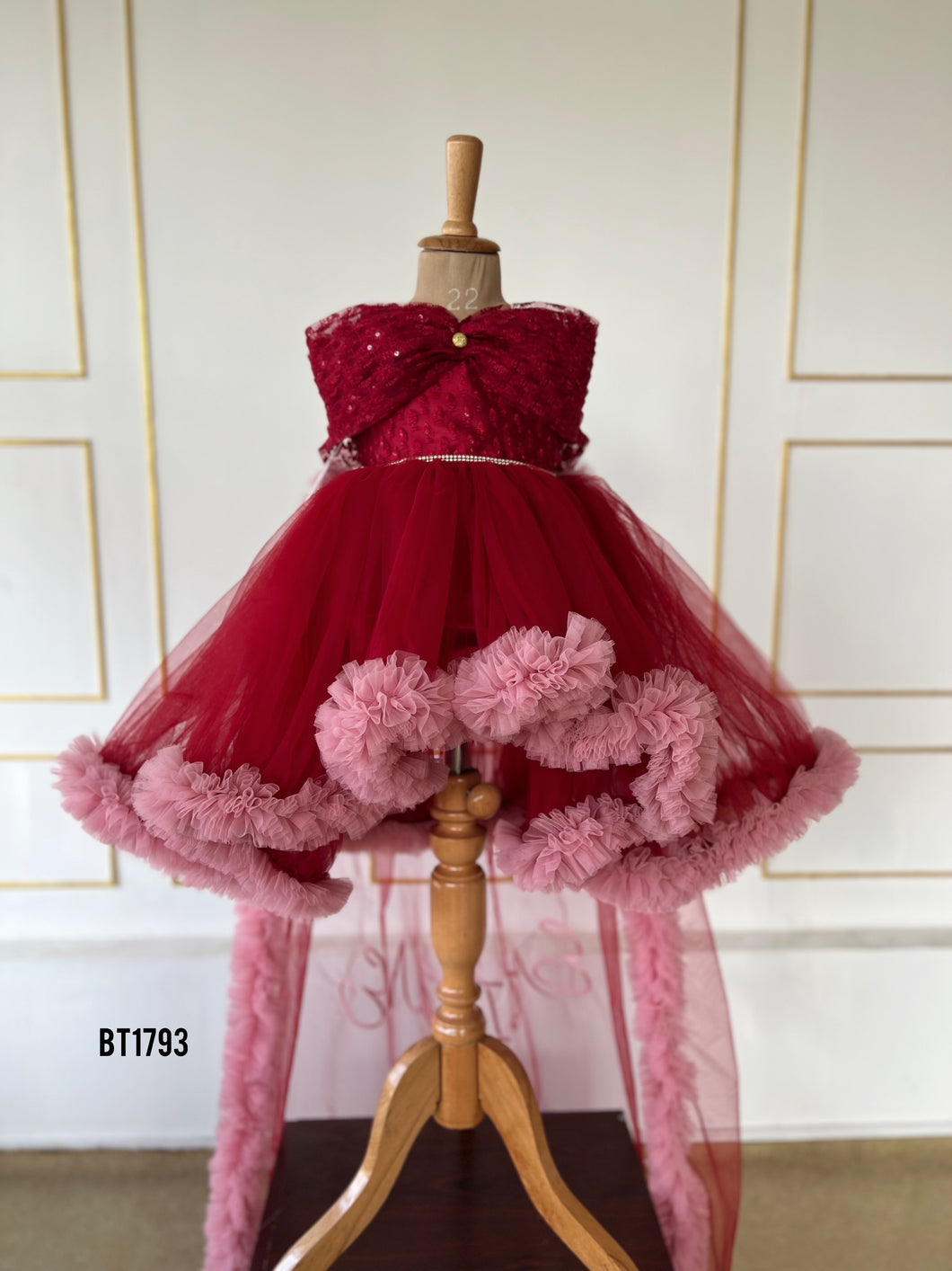 BT1793 Regal Ruby Blossom Gown
