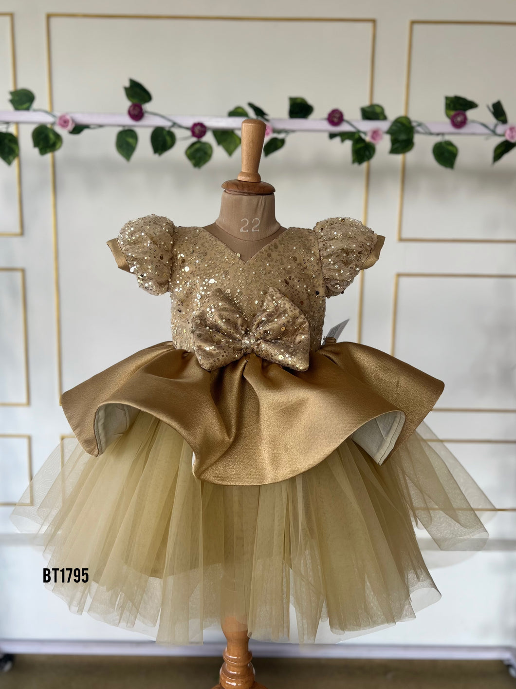 BT1795 Golden Glamour - Baby's Sequinned Party Dress