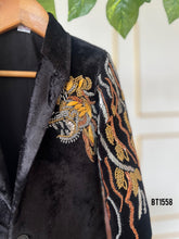 Load image into Gallery viewer, BT1558 Regal Lion Cub Velvet Party Wear Blazer For Baby Boys