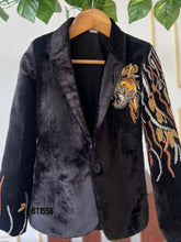 Load image into Gallery viewer, BT1558 Regal Lion Cub Velvet Party Wear Blazer For Baby Boys