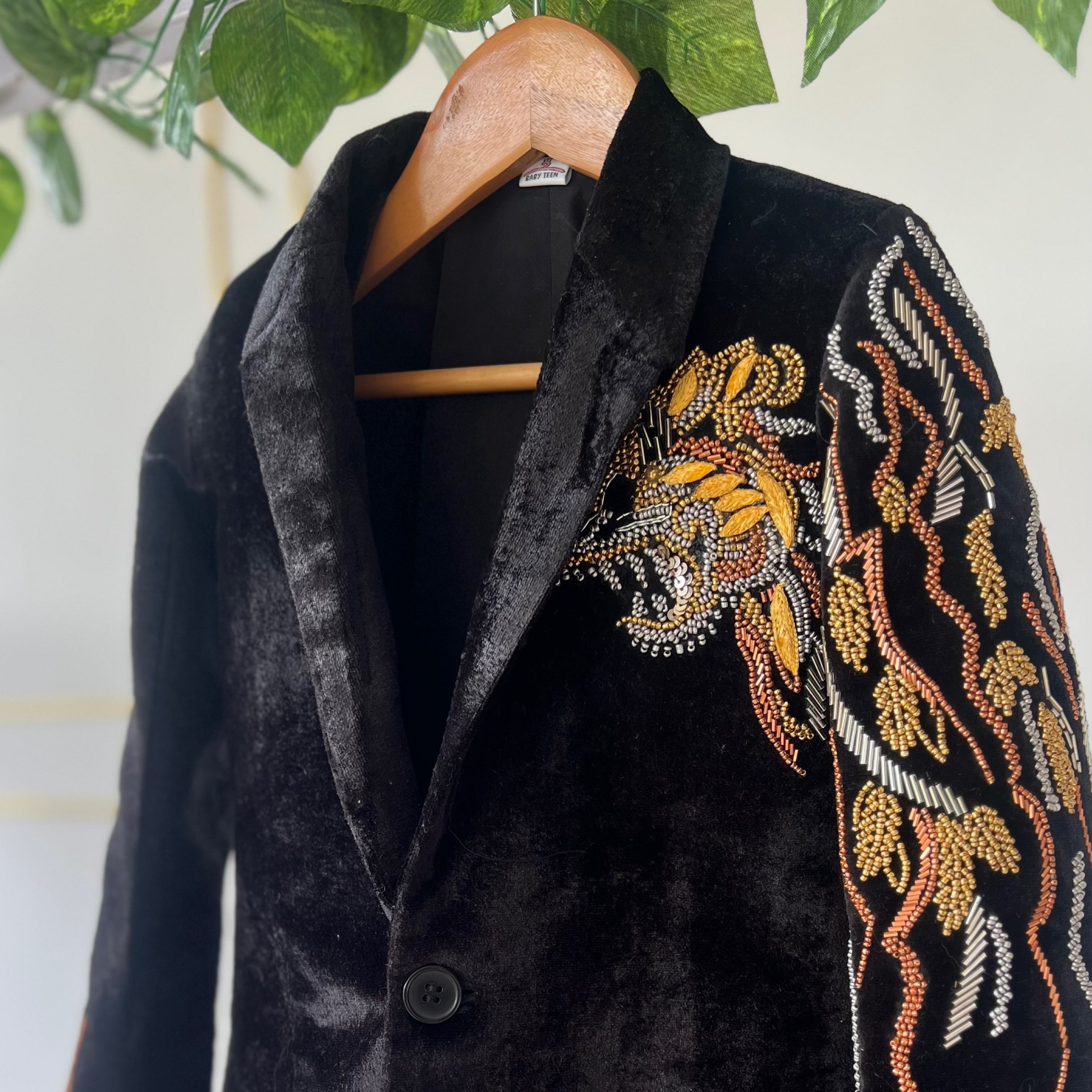 Boys Blazer Design BT1558 Regal Lion Cub Velvet Party Wear Blazer