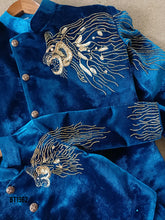 Load image into Gallery viewer, BT1962 Royal Blue Lion Embroidered Dad Son Party Wear Combo