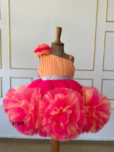 Load image into Gallery viewer, BT1825 Sunkissed Coral Flair Dress - Radiant Charm for Little Celebrants