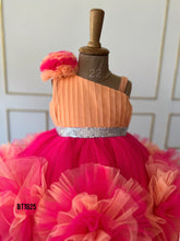 Load image into Gallery viewer, BT1825 Sunkissed Coral Flair Dress - Radiant Charm for Little Celebrants
