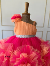 Load image into Gallery viewer, BT1825 Sunkissed Coral Flair Dress - Radiant Charm for Little Celebrants