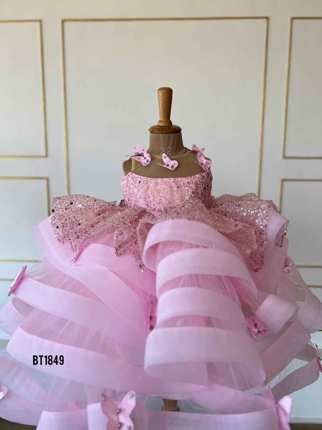 BT1849 Fluttering Fantasy: Enchanted Garden Pink Butterfly Dress
