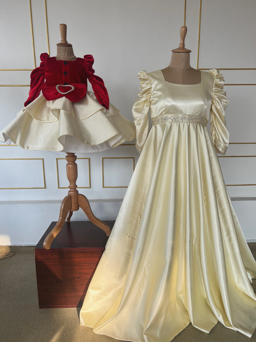 BT1850 Royal Red & Ivory Elegance - Timeless Mommy & Me Gowns
