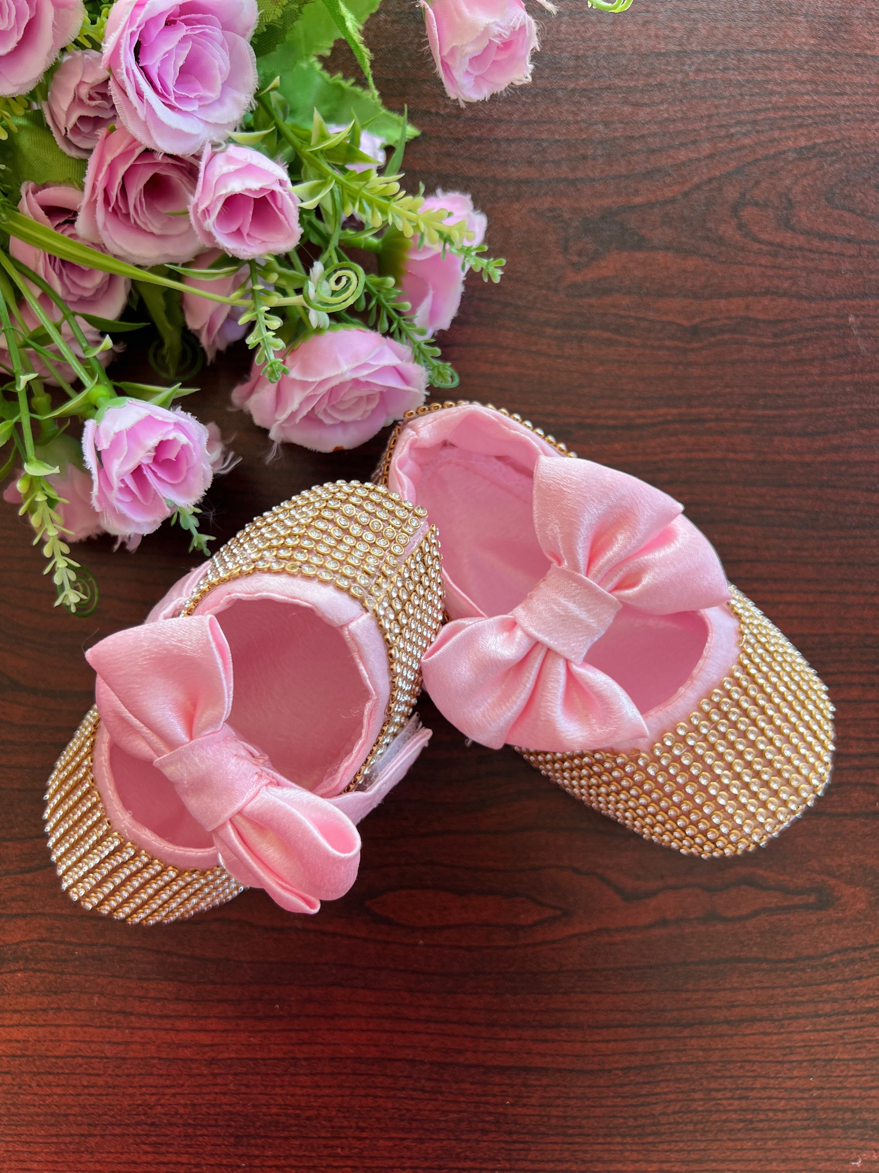 Glittering Pink Princess Baby Shoes