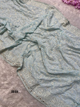 Load image into Gallery viewer, DB104 Azure Allure Saree - Sophisticated Mother's Tapestry