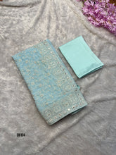 Load image into Gallery viewer, DB104 Azure Allure Saree - Sophisticated Mother's Tapestry