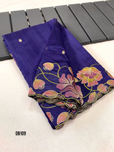 Load image into Gallery viewer, DB109 Floral Elegance Tussar Saree - Embroidered Majesty