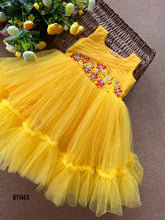Load image into Gallery viewer, BT1463 Sunny Blossom: Radiant Yellow Embellished Party Dress for Your Little Sunshine