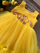 Load image into Gallery viewer, BT1463 Sunny Blossom: Radiant Yellow Embellished Party Dress for Your Little Sunshine