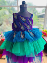Load image into Gallery viewer, BT1465 Peacock Princess: A Jewel-Toned Tulle Dress for Enchanting Occasions