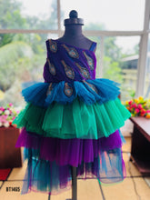 Load image into Gallery viewer, BT1465 Peacock Princess: A Jewel-Toned Tulle Dress for Enchanting Occasions