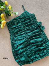Load image into Gallery viewer, BT1624 Emerald Elegance: Chic Shimmer Dress for Tiny Trendsetters