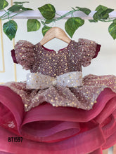 Load image into Gallery viewer, BT1597 Burgundy Bliss Sparkle Elegance Party Dress