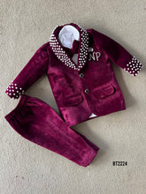 Load image into Gallery viewer, BT2224 Royal Velvet Party Wear Blazer for Baby Boys – Perfect for Stylish Celebrations 👑🎉