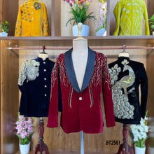 Load image into Gallery viewer, BT2581 Velvet Baby Boy Party Wear Blazer – Ruby Red Royal Edition