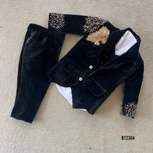 Load image into Gallery viewer, BT2364 Black Velvet Lion Embroidered Blazer for Boys – Royal Party Wear Outfit
