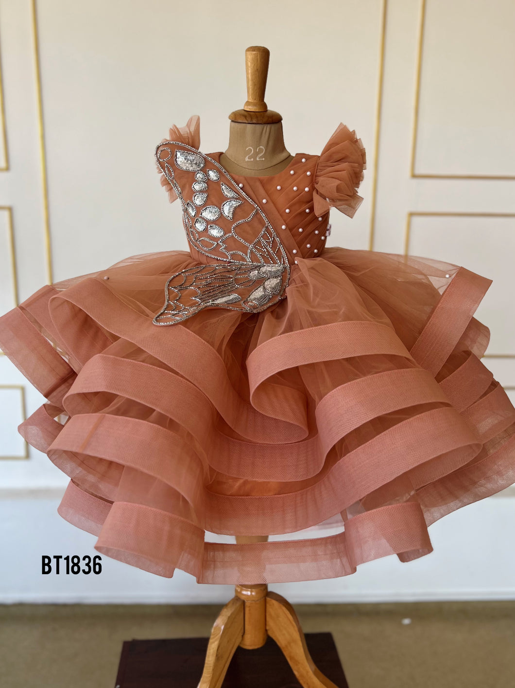 BT1836 Cinnamon Sparkle Butterfly Gown
