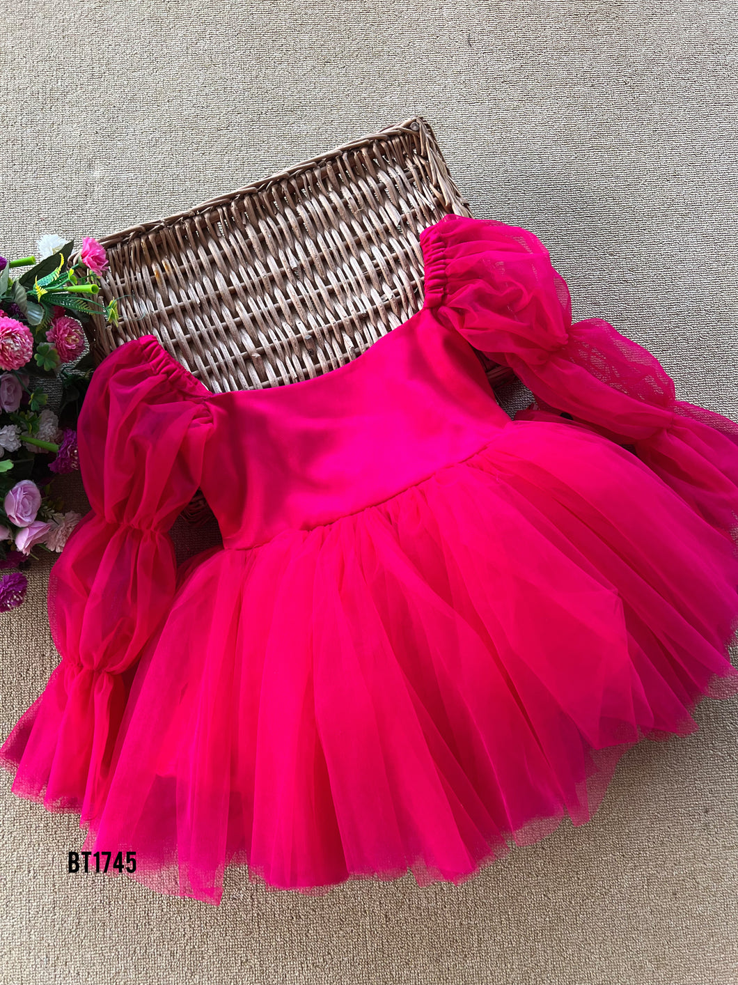 BT1745 Radiant Fuchsia Fantasy Dress - A Vivid Celebration for Your Little Star