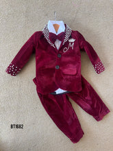 Load image into Gallery viewer, BT1682 Velvet Charm: A Dashing Party Wear Blazer for Baby Boys