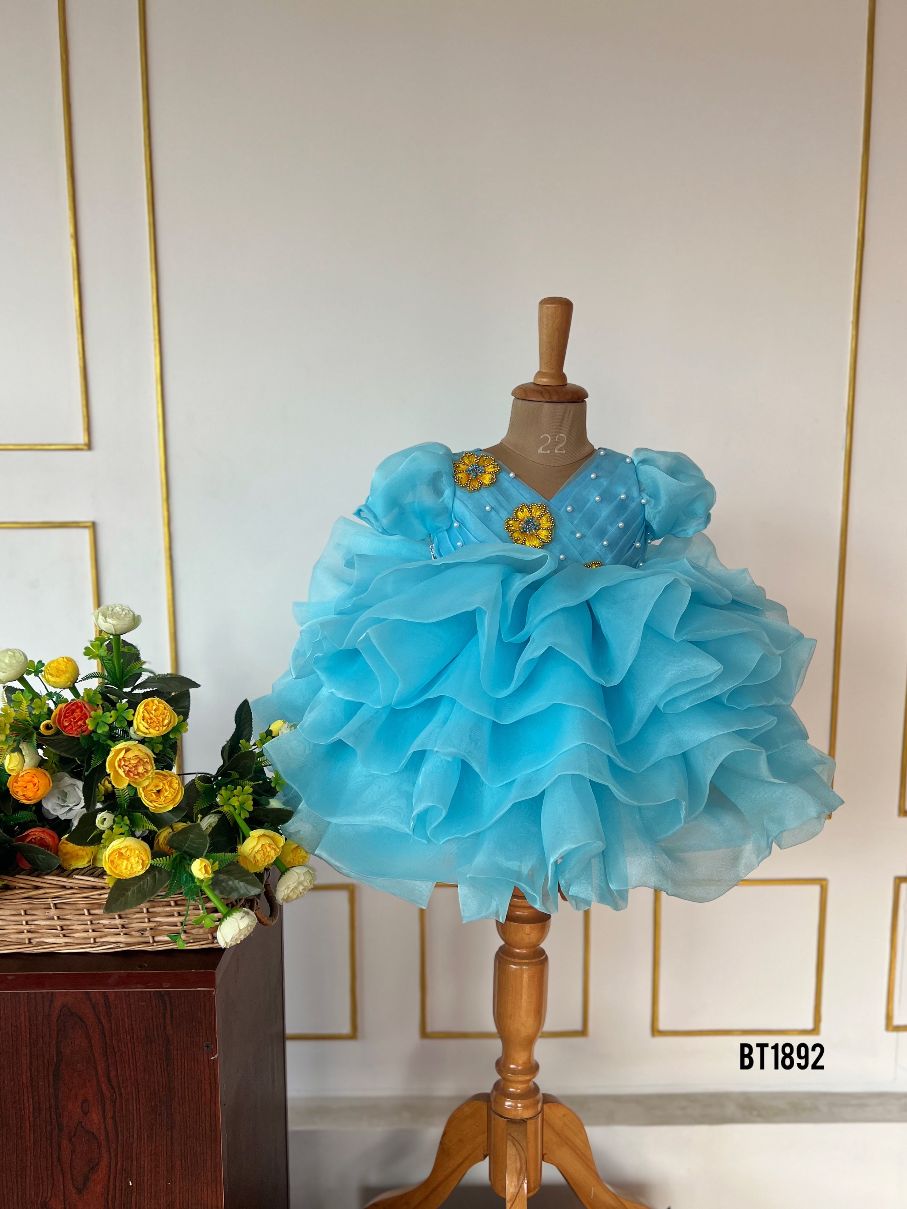 BT1892 Sky Blossom Ruffle Gown