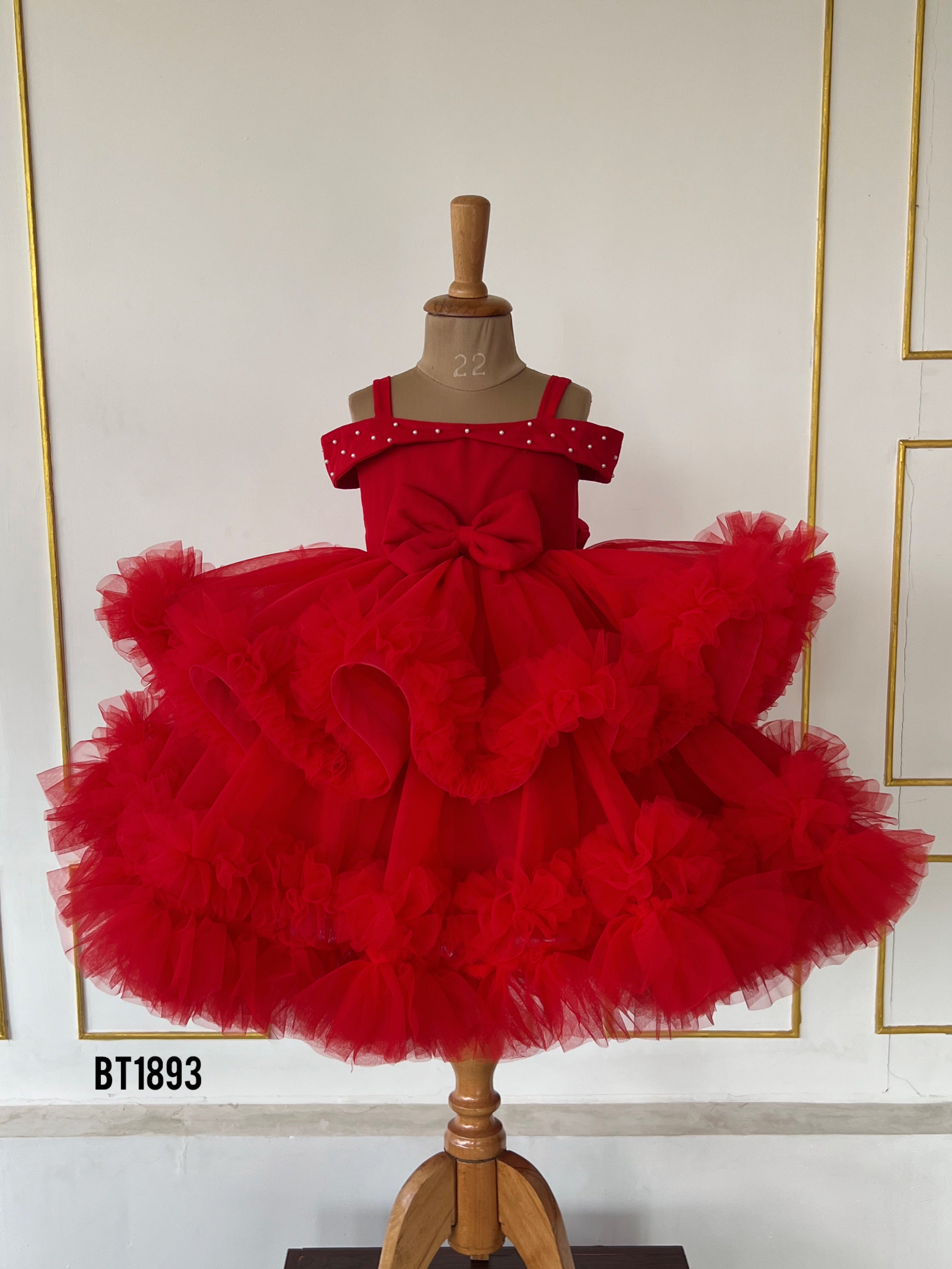 BT1893 Ruby Ruffle Gala Gown  A Red Carpet Affair for the Tiny Trendsetters