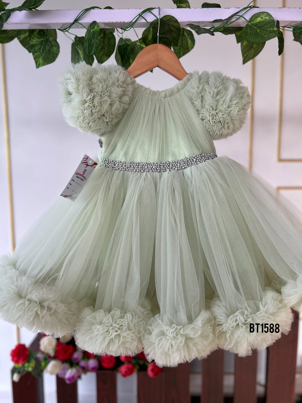 BT1588 Mint Whisper Tulle Baby Party Dress