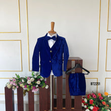 Load image into Gallery viewer, BT2251 💙 Royal Blue Velvet Suit – A Dapper Look for Your Little Gentleman! 👔✨