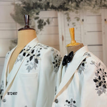 Load image into Gallery viewer, BT2497 White Embroidered Dad-Son Combo Blazer Set | Royal Family Party Wear Outfit