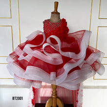 Load image into Gallery viewer, BT2001 🎀 Red & White Twirl Princess Dress – Perfect for Little Stars 🌟👧