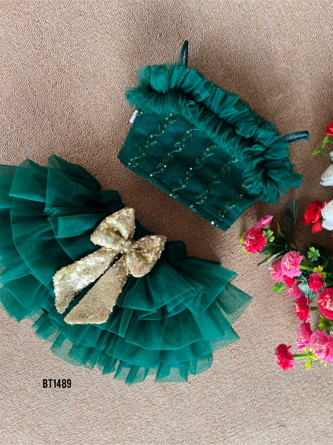BT1489 Emerald Elegance - Little Gem's Party Dress