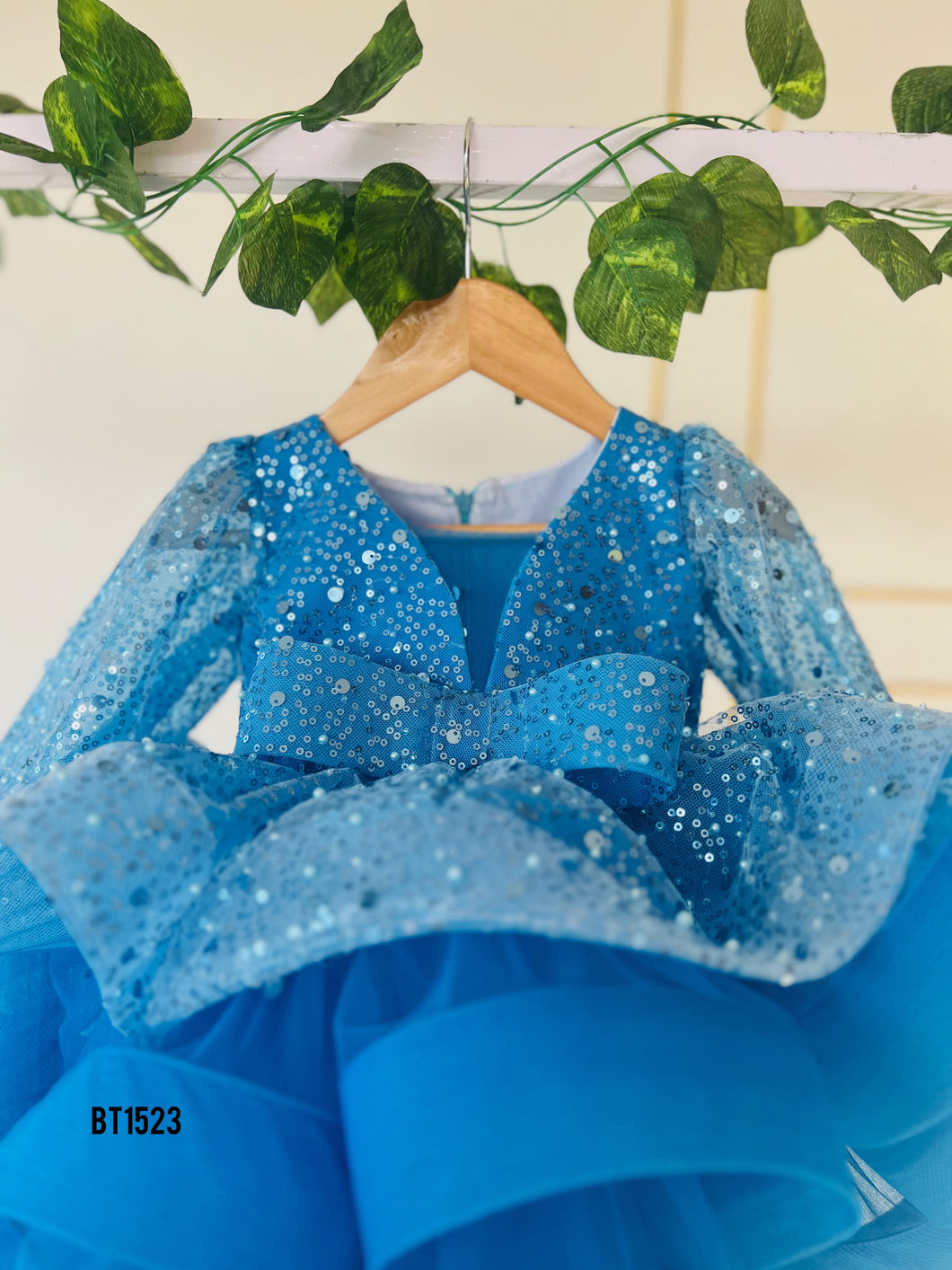BT1523 Azure Elegance Gown Oceanic Whispers for Your Little Princess