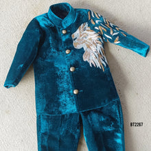 Load image into Gallery viewer, BT2267 The Majestic Teal Velvet Suit – Fierce, Royal & Party-Ready! 👑✨