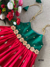Load image into Gallery viewer, BT1763 Emerald and Ruby Floral Gala Ethnic Party Dress